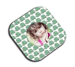 Sottobicchiere in legno quadrato Elefantini verdi