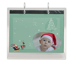 Calendario da tavolo in plexiglass Babbo Natale con renna