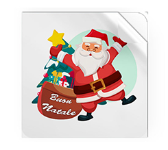 Adesivi quadrati grandi Babbo Natale con sacco