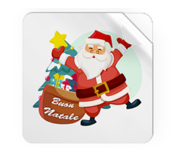 Adesivi quadrati grandi Babbo Natale con sacco