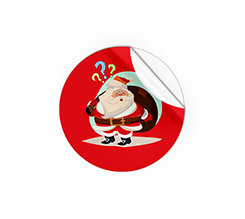 Adesivi rotondi piccoli Babbo Natale sorpreso