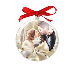 Palla di Natale tonda fiocco dorato