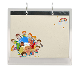 Calendario da tavolo in plexiglass con grafica per bambini girotondo