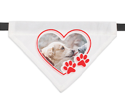 Bandana per cani personalizzata con grafica cuore e zampette rosse