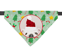 Bandana per cani personalizzata con grafica alberi di natale e foto