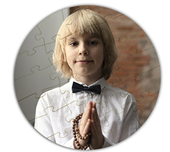 Puzzle Prima Comunione con foto in legno tondo