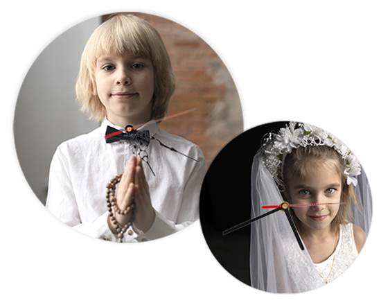 Orologio Prima Comunione personalizzato tondo in legno