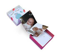 Scatola a fisarmonica con foto e grafica Battesimo