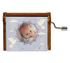 Carillon in legno Battesimo con Colombe