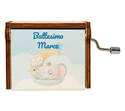 Carillon in legno Battesimo Elefantino e Nome