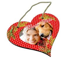 Targa per Porta a Cuore in Legno Bacche natalizie