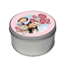 Scatola di Latta Tonda Rose con pois