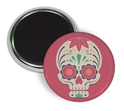 Magnete da frigo rotondo Teschio bianco