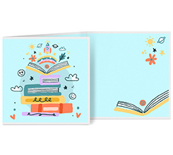 Biglietto a 3 ante quadrato grafica libri per laurea