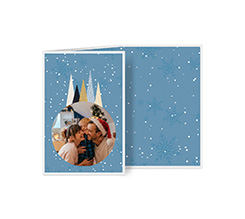 Biglietto a 3 ante verticale con alberi di Natale e foto