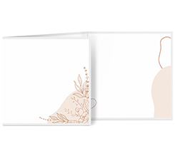 Biglietto a 3 ante quadrato fiori dorati matrimonio