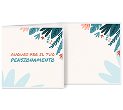 Biglietto a 3 ante quadrato auguri per pensione