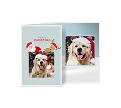 Biglietto a 3 ante verticale con Babbo Natale e foto