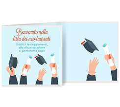 Biglietto a 3 ante quadrato benvenuto lista neo-laureati