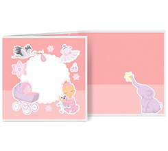 Biglietto a 3 ante quadrato per nascita bimba