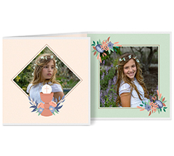 Biglietto a 3 ante quadrato con foto e grafica calice e ostia