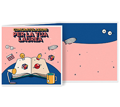 Biglietto a 3 ante quadrato congratulazioni per laurea