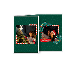 Biglietto a 3 ante verticale con cornice merry christmas