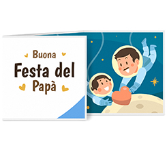 Biglietto a 3 ante quadrato grafica astronauti per papà