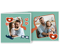 Biglietto a 3 ante quadrato baffi e occhiali per papà