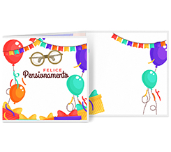 Biglietto a 3 ante quadrato felice pensionamento