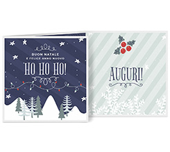 Biglietto a 3 ante quadrato con paesaggio natalizio