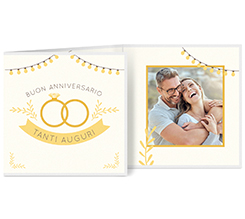 Biglietto a 3 ante quadrato auguri anniversario matrimonio