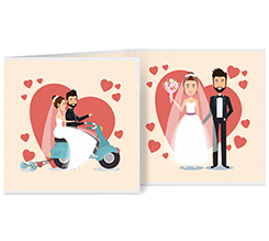 Biglietto a 3 ante quadrato oggi sposi