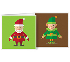 Biglietto a 3 ante quadrato con personaggi natalizi