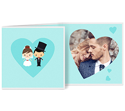 Biglietto a 3 ante quadrato sposini con foto