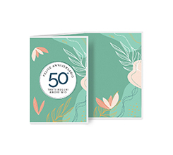 Biglietto a 3 ante verticale 50 anni di matrimonio