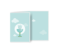 Biglietto a 3 ante verticale per Comunione con calice