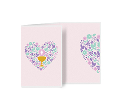 Biglietto a 3 ante verticale per Comunione con cuore