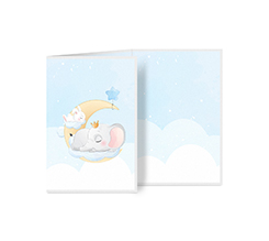 Biglietto a 3 ante verticale Battesimo con grafica elefantino