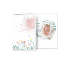 Biglietto a 3 ante verticale floreale con foto