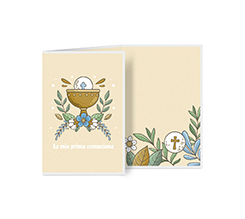 Biglietto a 3 ante verticale per Prima Comunione