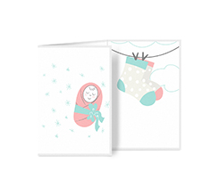 Biglietto 3 ante verticale per festeggiare una nascita