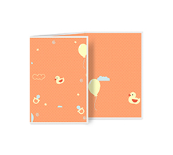 Biglietto a 3 ante verticale auguri per nascita con paperelle