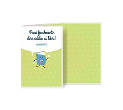 Biglietto a 3 ante verticale grafica addio ai libri per laurea