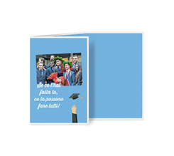 Biglietto a 3 ante verticale simpatico per laurea con foto