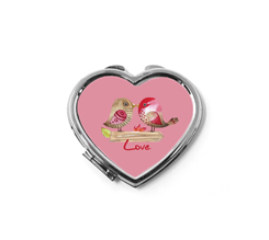 Specchietto a cuore da borsa grafica birds in love
