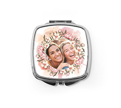 Specchietto quadrato con foto e grafica floreale