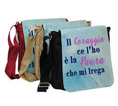 Borsa a tracolla con frase Coraggio e Paura