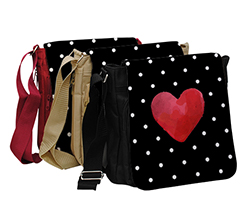 Borsa a tracolla con pois e cuore