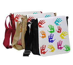 Borsa tracolla per insegnante grafica Manine colorate